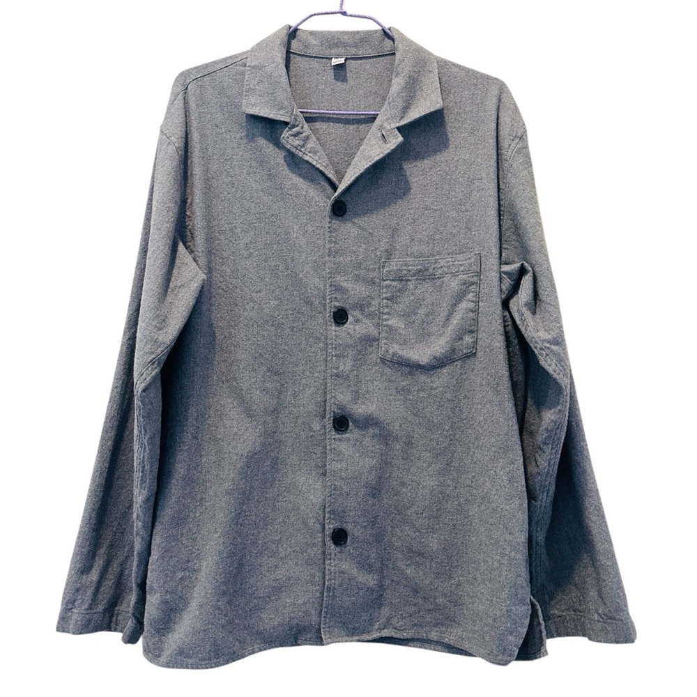 UNIQLO Men’s Long Sleeve Flannel Button Up Pajama Shirt Gray Size S Loungewear